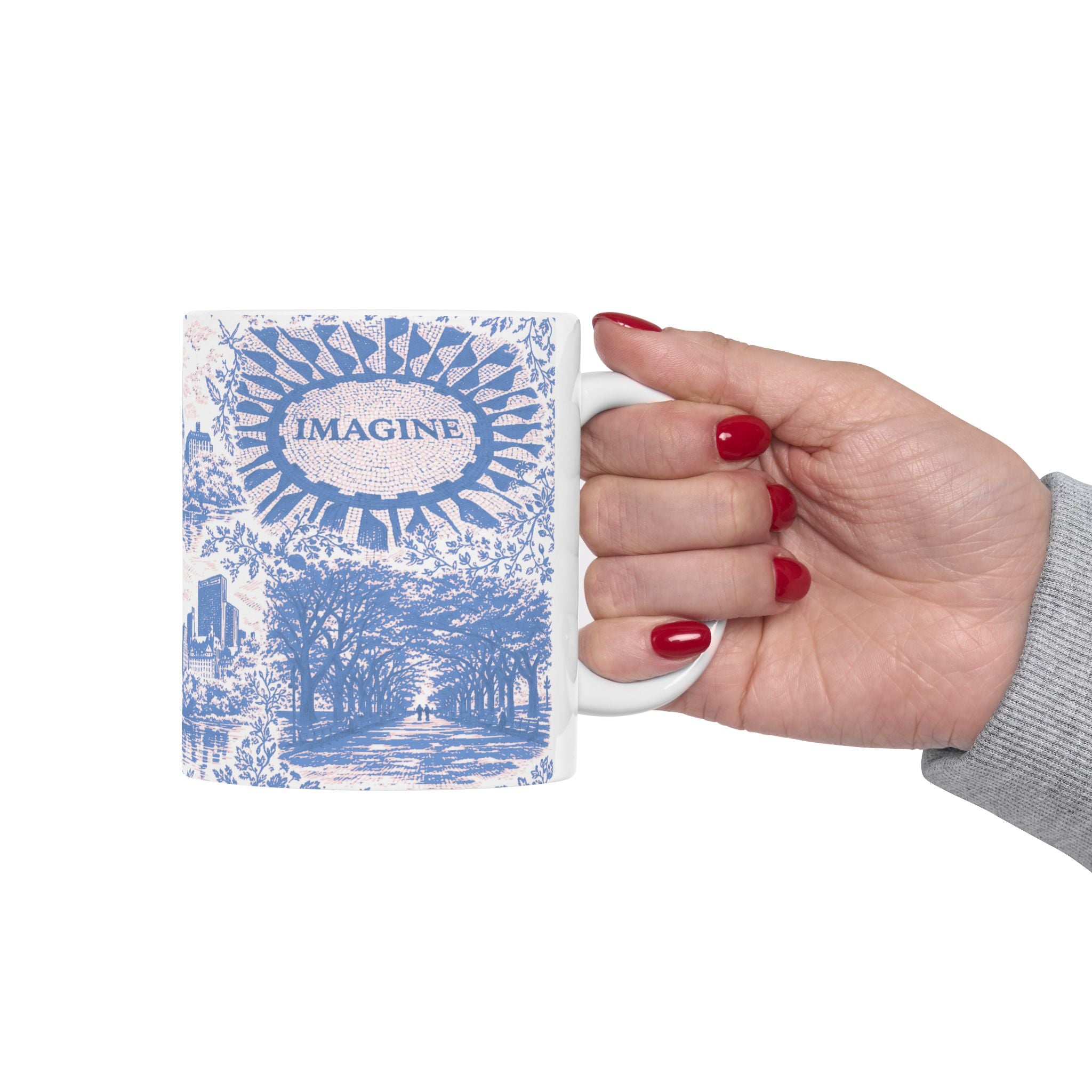 Central Park Blue Toile de Jouy Mug | NYC Ceramic Coffee Cup