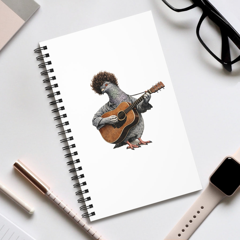 Customizable Greenwich Village NYC Pigeon Spiral Journal |  New York Folk Singer Bird Lovers Notebook