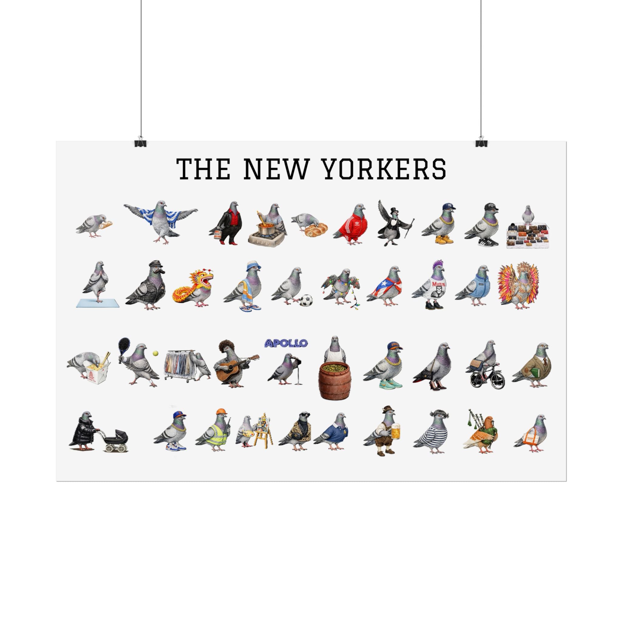 The New Yorkers Neighborhood Pigeons Rolled Poster | NYC Pigeon Gift for Bird Lovers
