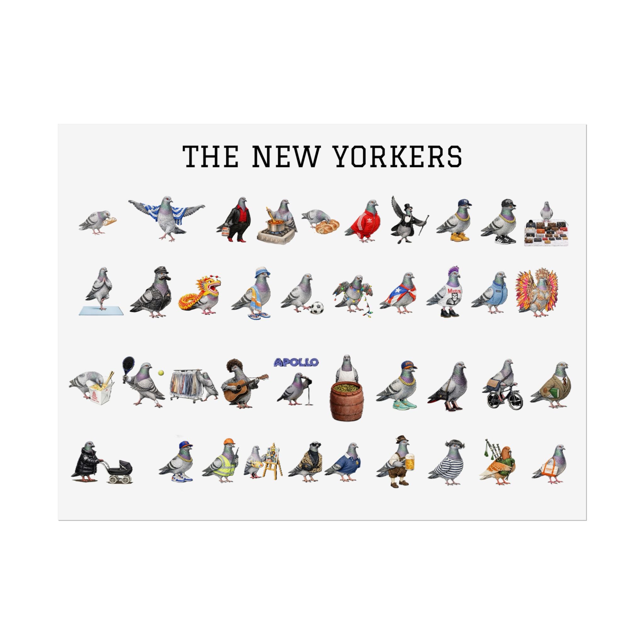 The New Yorkers Neighborhood Pigeons Rolled Poster | NYC Pigeon Gift for Bird Lovers