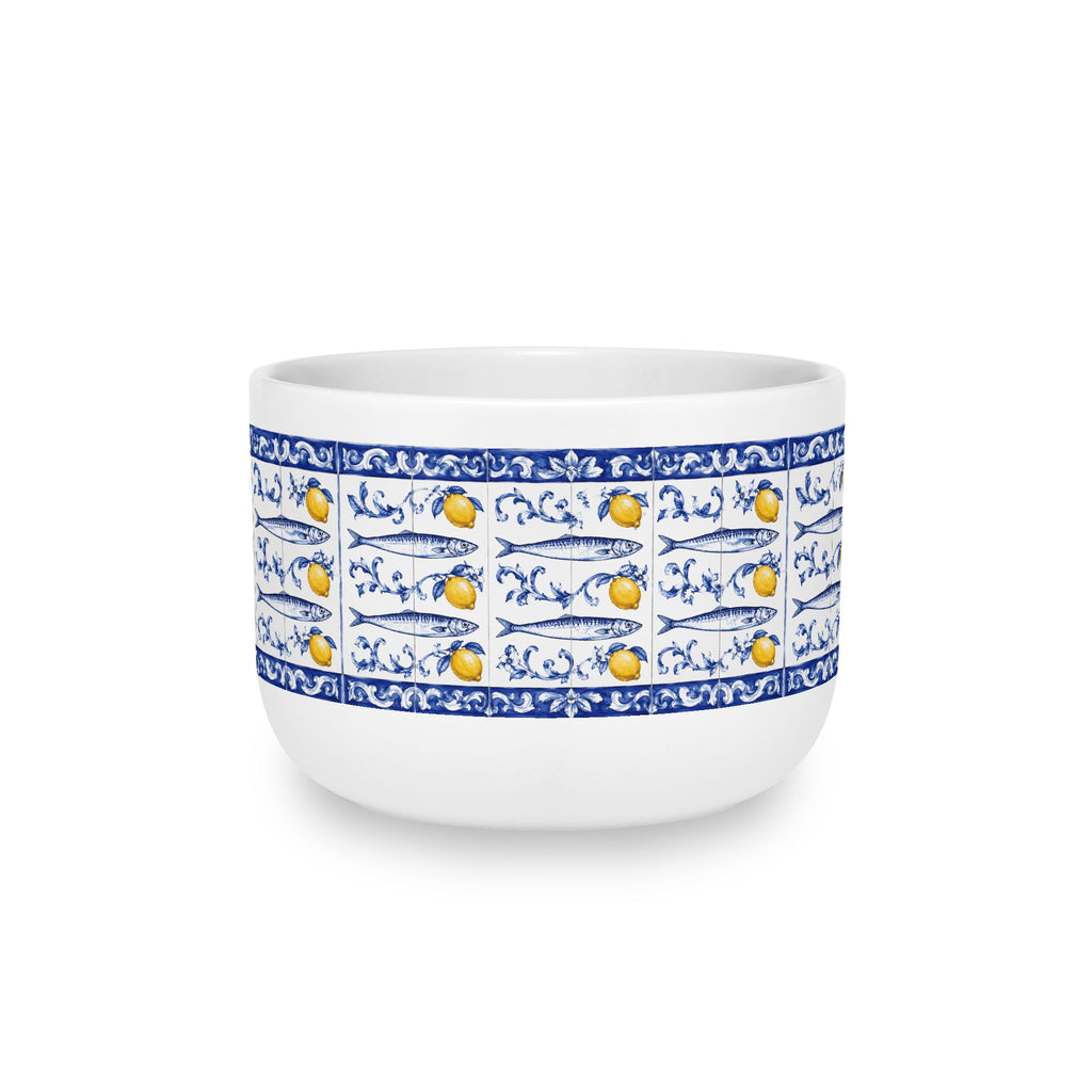 East Hampton Azulejos-style Blue and Yellow Fish Soup Bowl  25oz Ceramic Bouillabaisse Soup Bowl