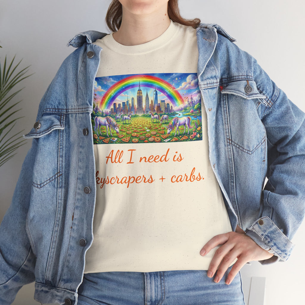 NYC Skyscrapers and Carbs T-Shirt | New York Is a Fairy Tale City Tee
