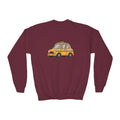 Sudadera infantil con cuello redondo Taxi Cab NYC — Suéter infantil con estampado gráfico de taxi a cuadros amarillo de dibujos animados