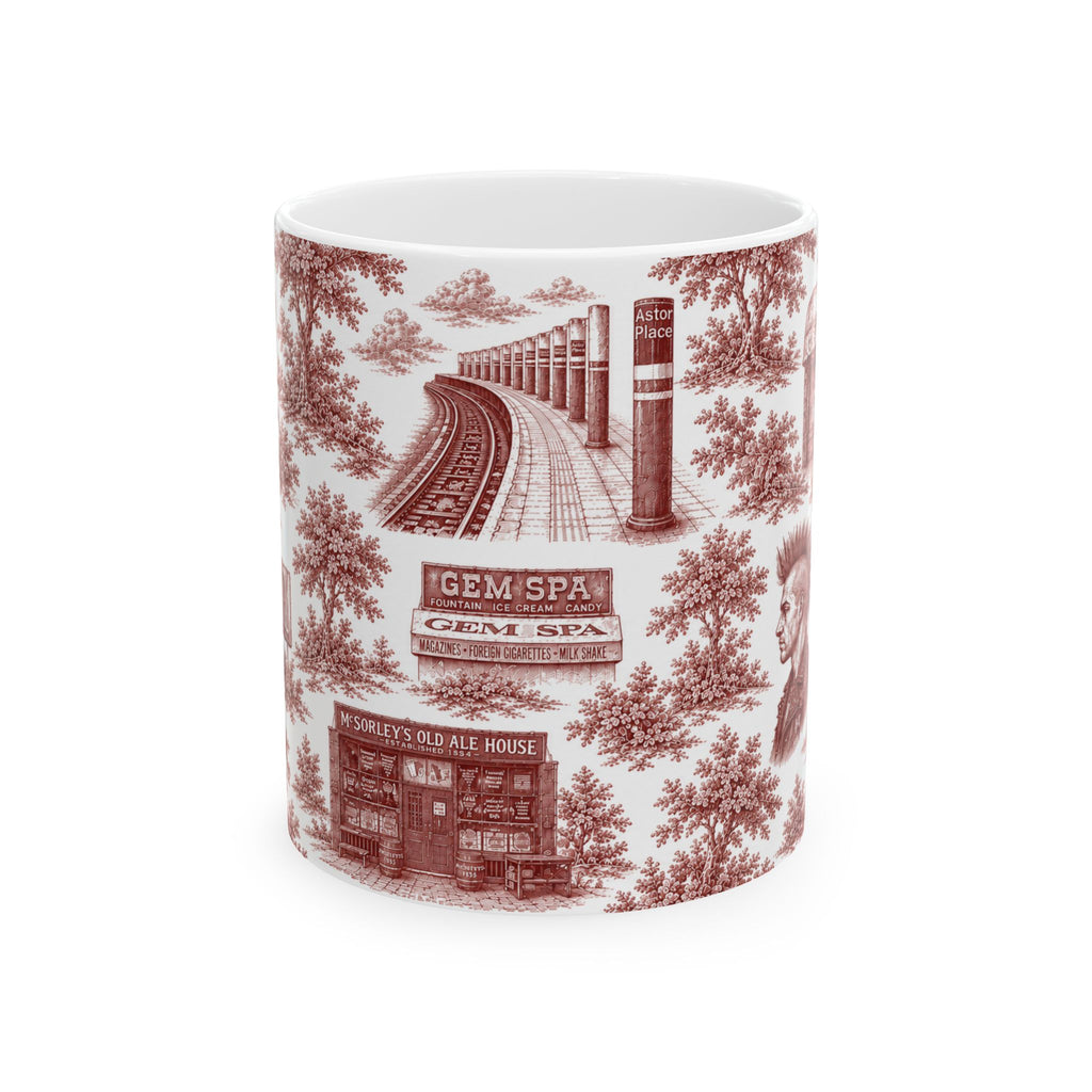 East Village Red Toile de Jouy  Mug | NYC Chinoiserie Ceramic Mug