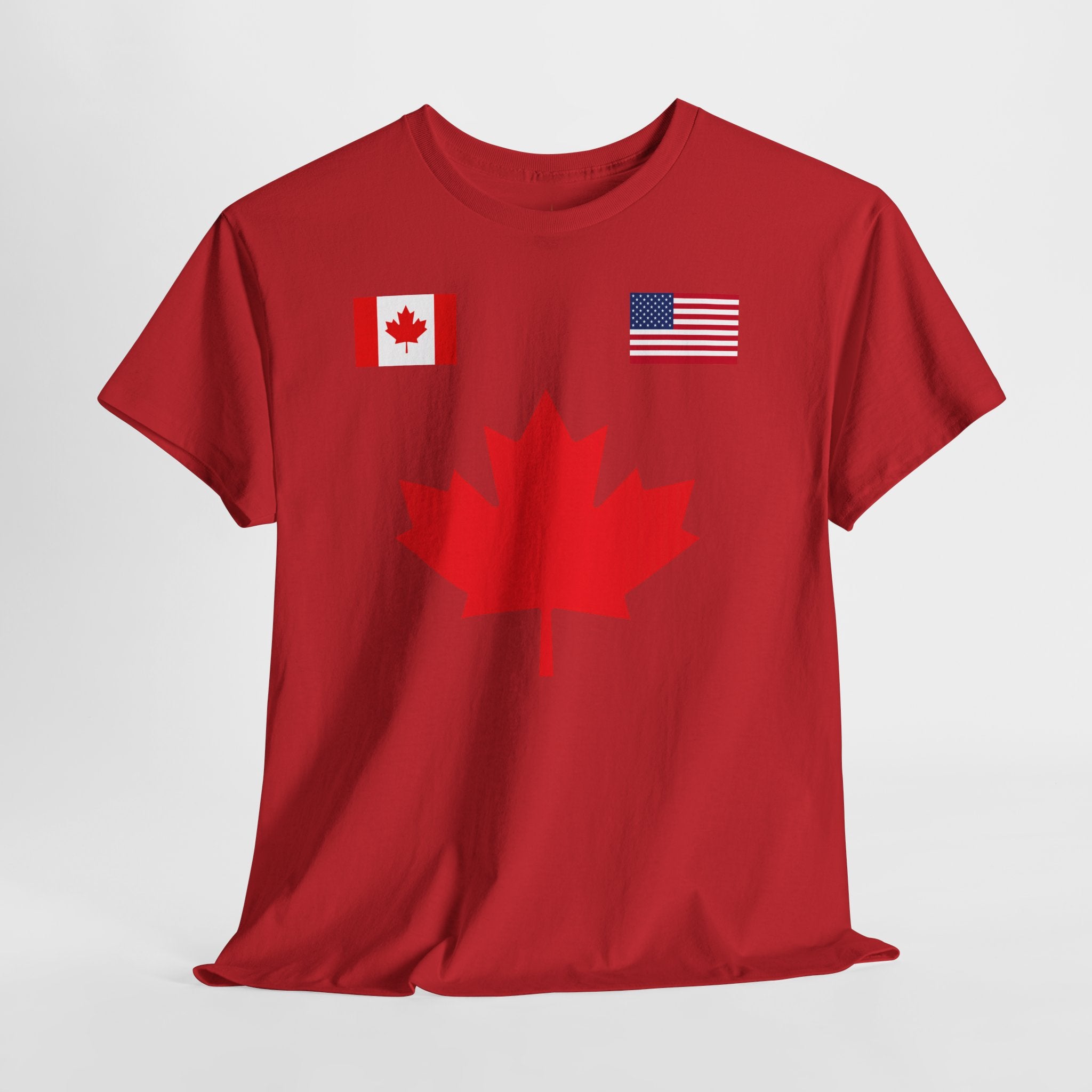 Canadian-American Maple Leaf Soccer T-Shirt | Canadian Flag Tee