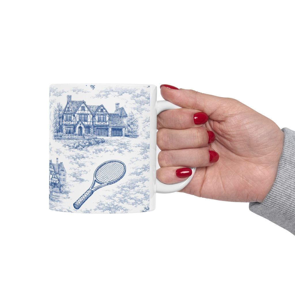 Forest Hills Blue Toile De Jouy Mug | Queens Chinoiserie Coffee Cup