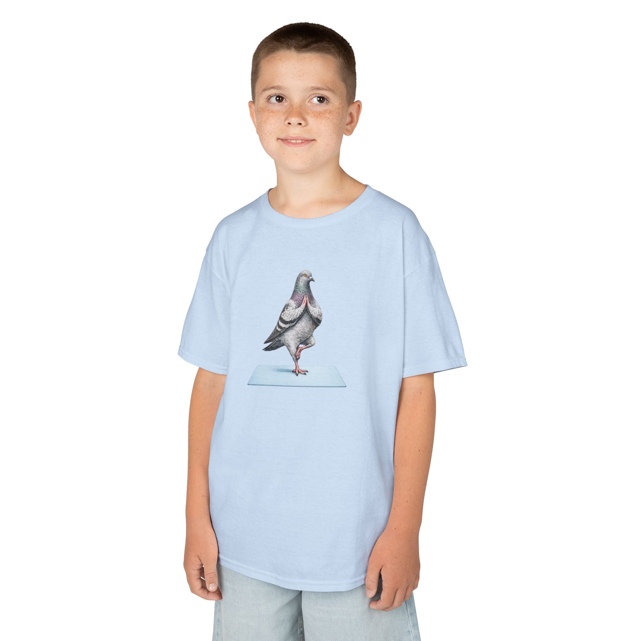 Customizable Central Park NYC Pigeon Kids Yoga Tee — Cute Bird Yoga T-Shirt for Children