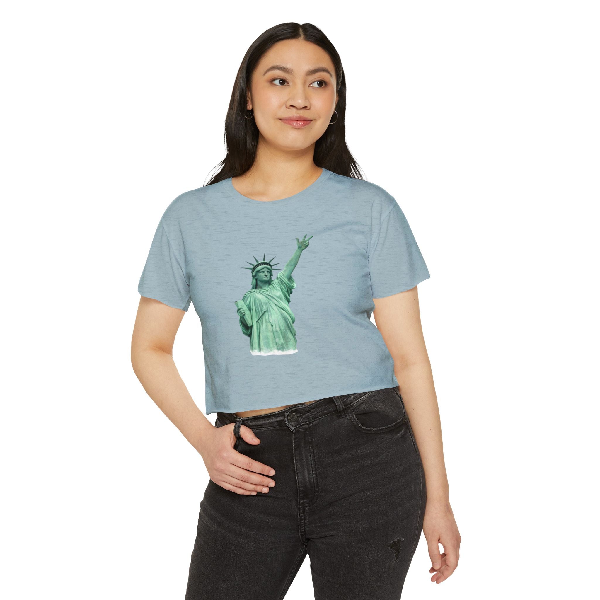 Statue of Liberty Three Points Crop Top Tee | New York Basketball Jalen Brunson T-shirt