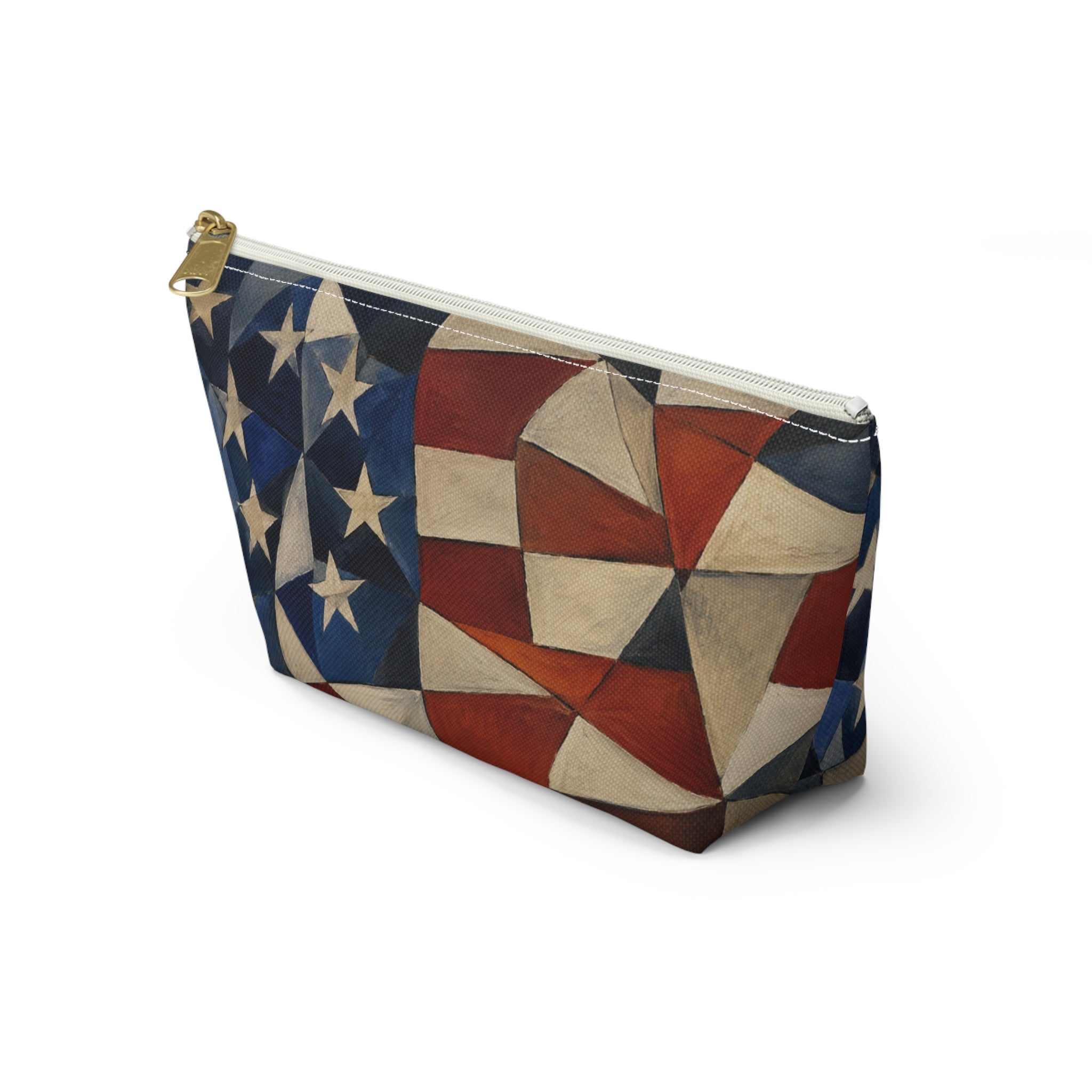 4th of July Accessory Pouch — Red, White and Blue T-Bottom Makeup Bag