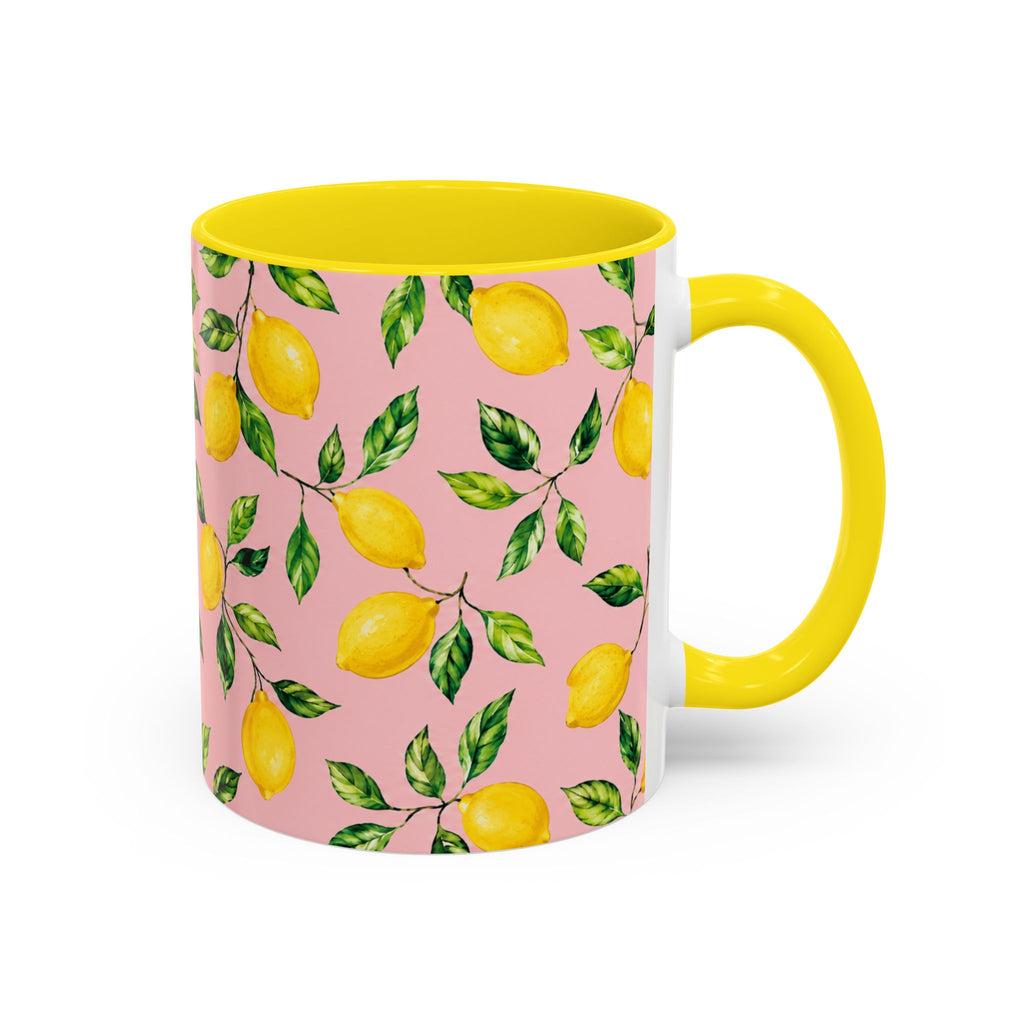 Little Italy Amalfi Pink Lemon Accent Mug — La Dolce Vita Ceramic Kitchen Mug (11oz)