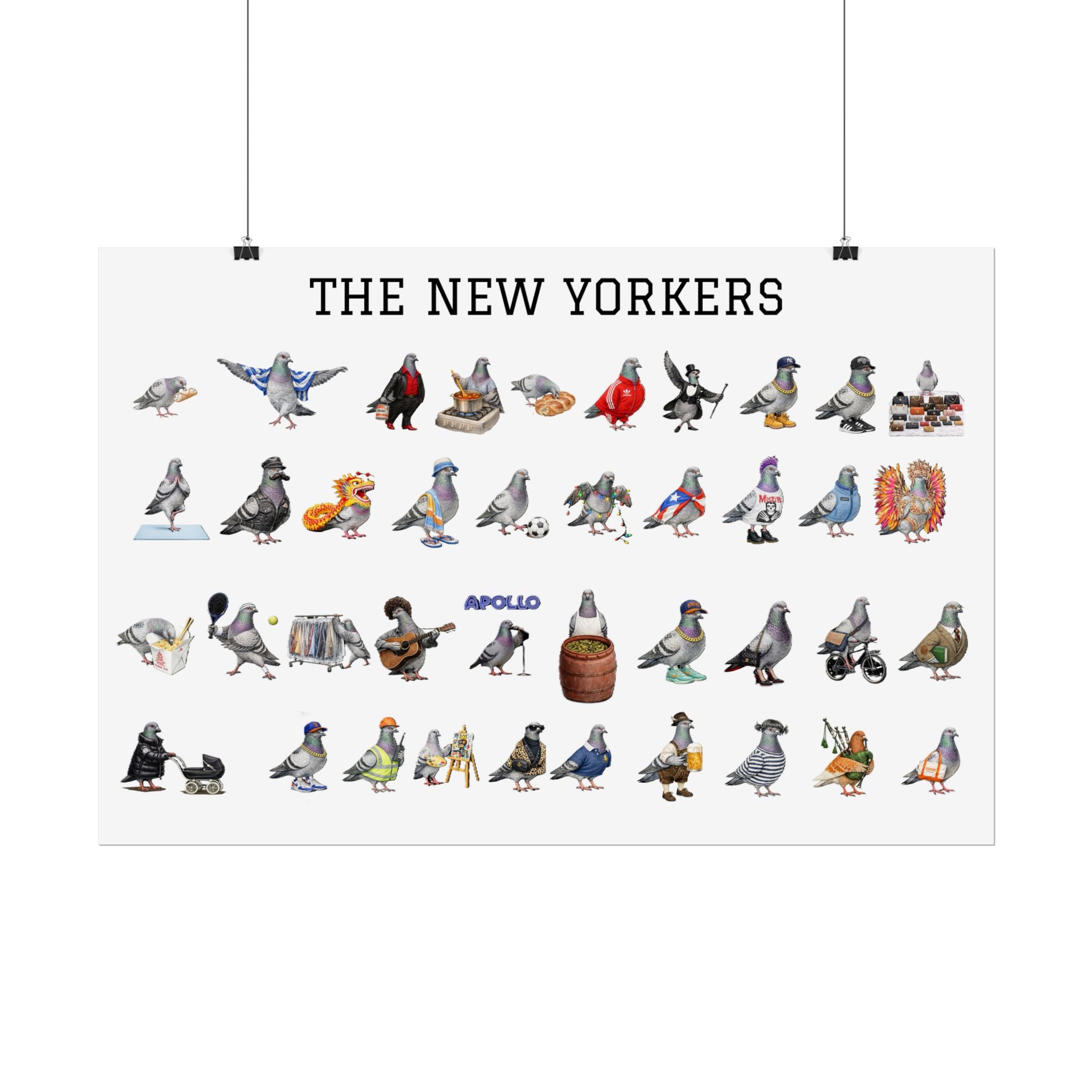 The New Yorkers Neighborhood Pigeons Rolled Poster | NYC Pigeon Gift for Bird Lovers