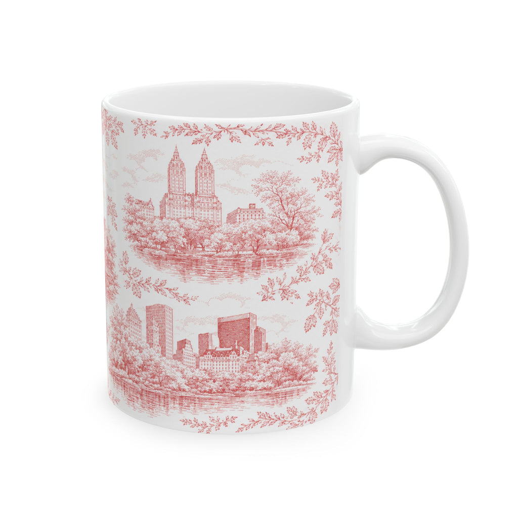 Central Park Red Toile de Jouy Mug | NYC Chinoiserie Ceramic Coffee Cup