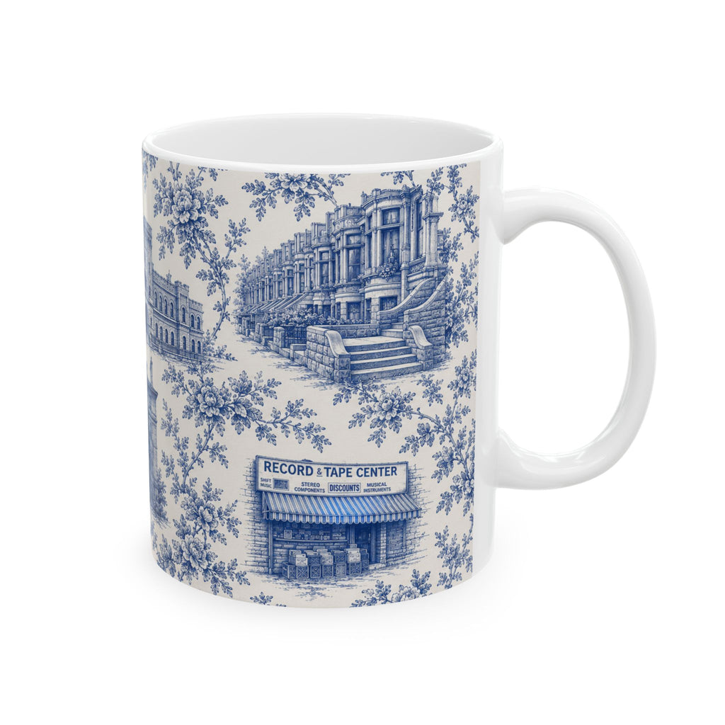 Park Slope Blue Toile de Jouy Mug | NYC Chinoiserie Ceramic Coffee Cup