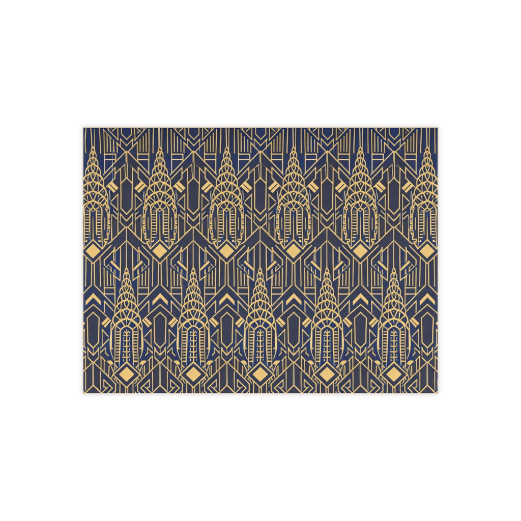 Chrysler Building Art Deco Ceramic Kitchen Tile — NYC Navy & Gold Geometric 6" x 8" Shower Tile