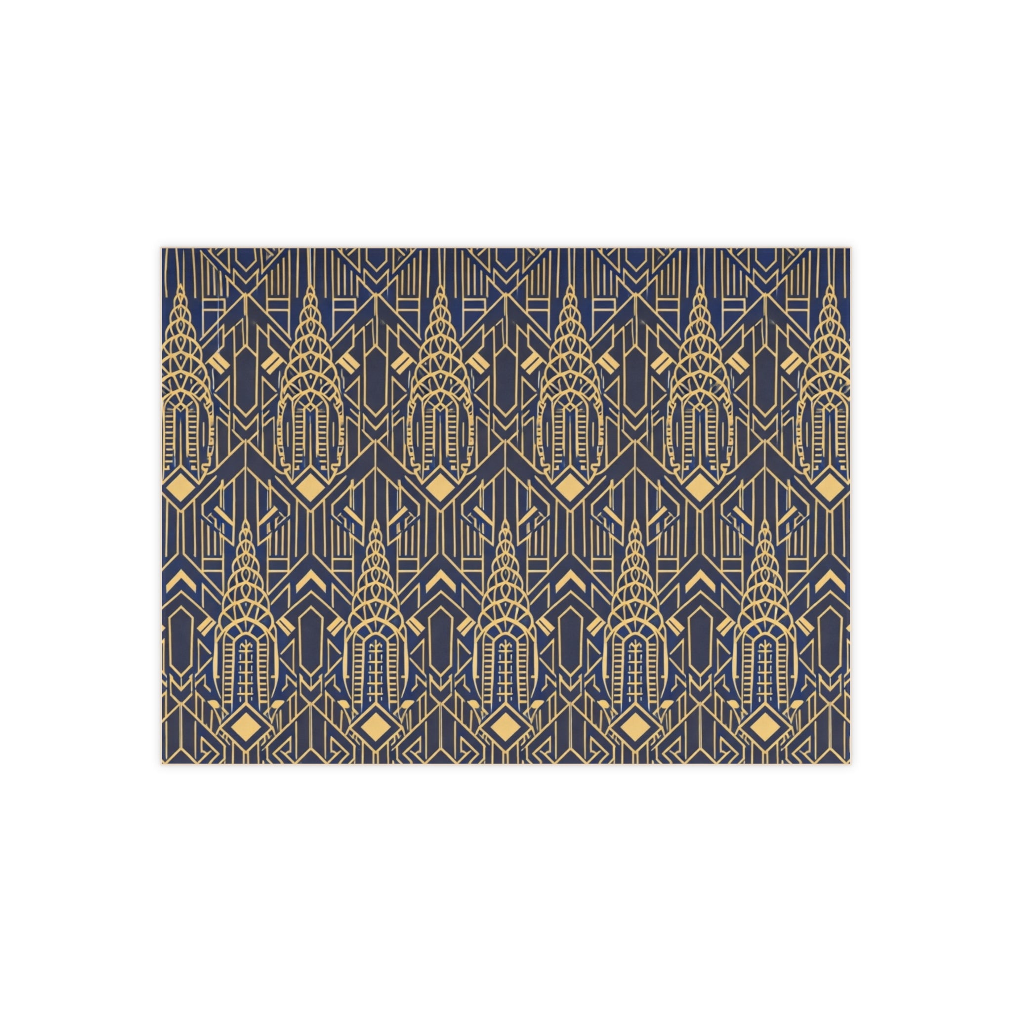 Chrysler Building Art Deco Ceramic Kitchen Tile — NYC Navy & Gold Geometric 6" x 8" Shower Tile