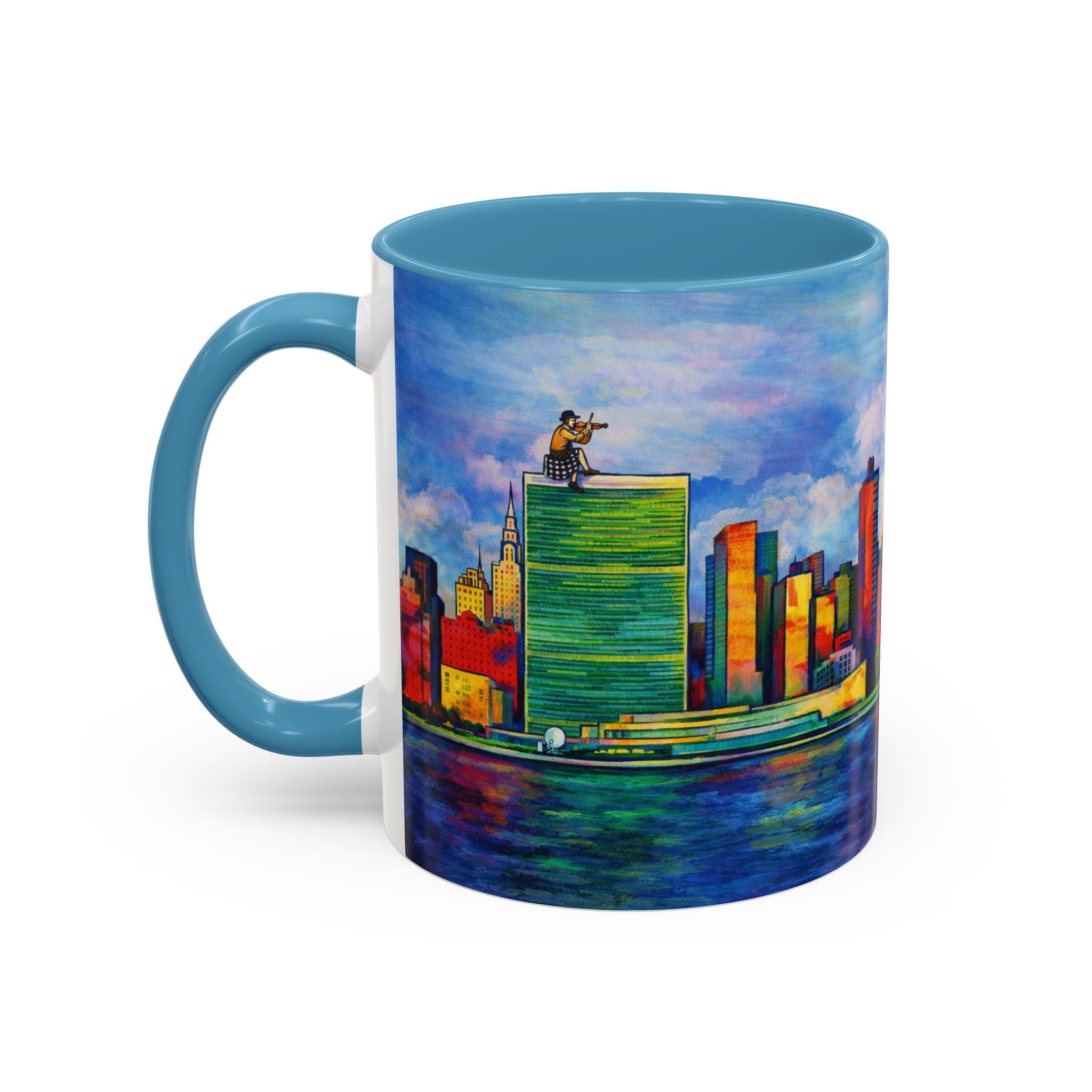 Fiddler on the Manhattan Roof  Marc Chagall-inspired Fan Art NYC Accent Coffee Mug