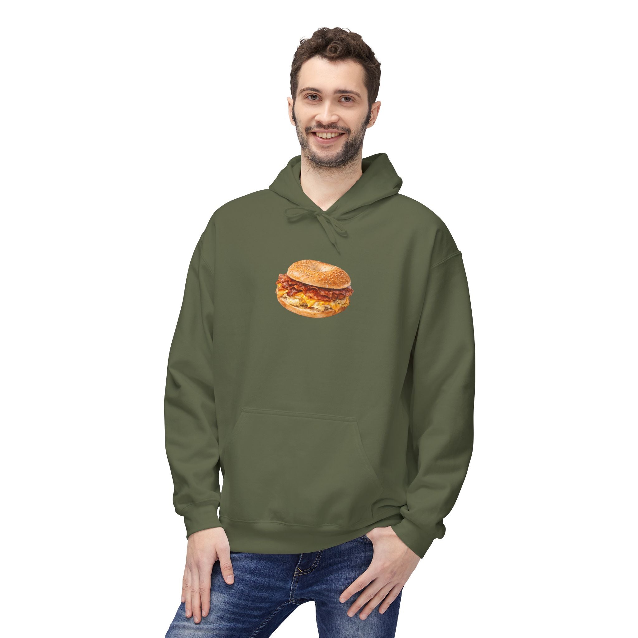NYC Bacon Egg and Cheese Hoodie — New York Sandwich Hooded Pullover Sweatshirt
