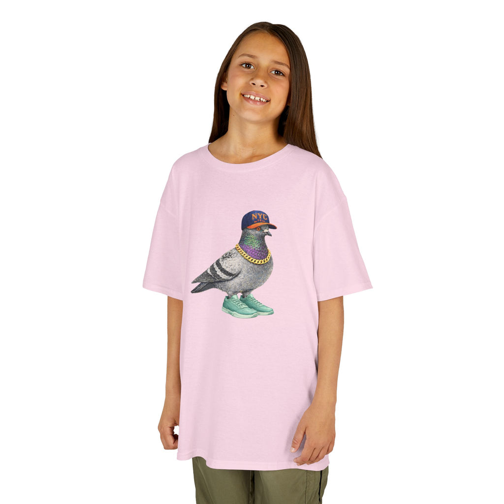 Customizable Manhattan NYC Pigeon Kid Tee —  Cute Basketball Fan Bird T-Shirt for Children