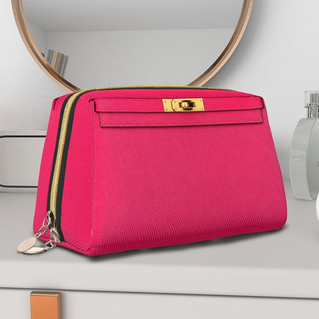 Canal Street Bright Pink PVC Leather Makeup Bag
