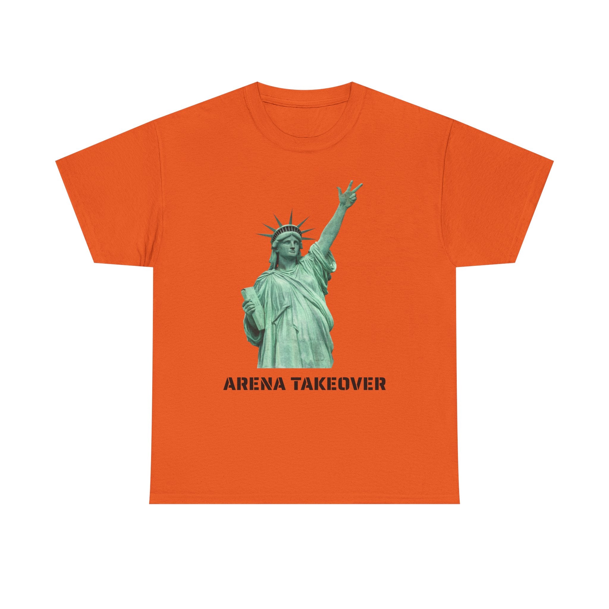 Arena Takeover Statue of Liberty Three Points T-Shirt | NYC Jalen Brunson Basketball 3 Point Shot Tee
