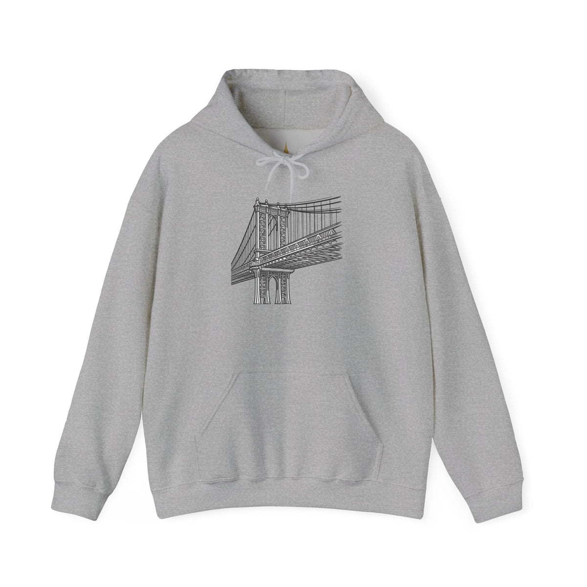 Manhattan Bridge Sketch Hoodie — New York City Bridge Pullover Hooded Sweatshirt