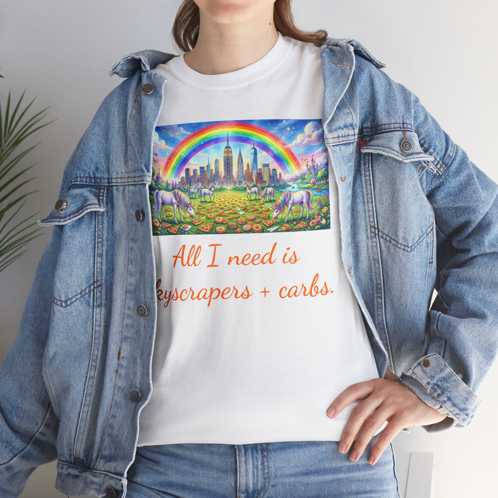 NYC Skyscrapers and Carbs T-Shirt | New York Is a Fairy Tale City Tee