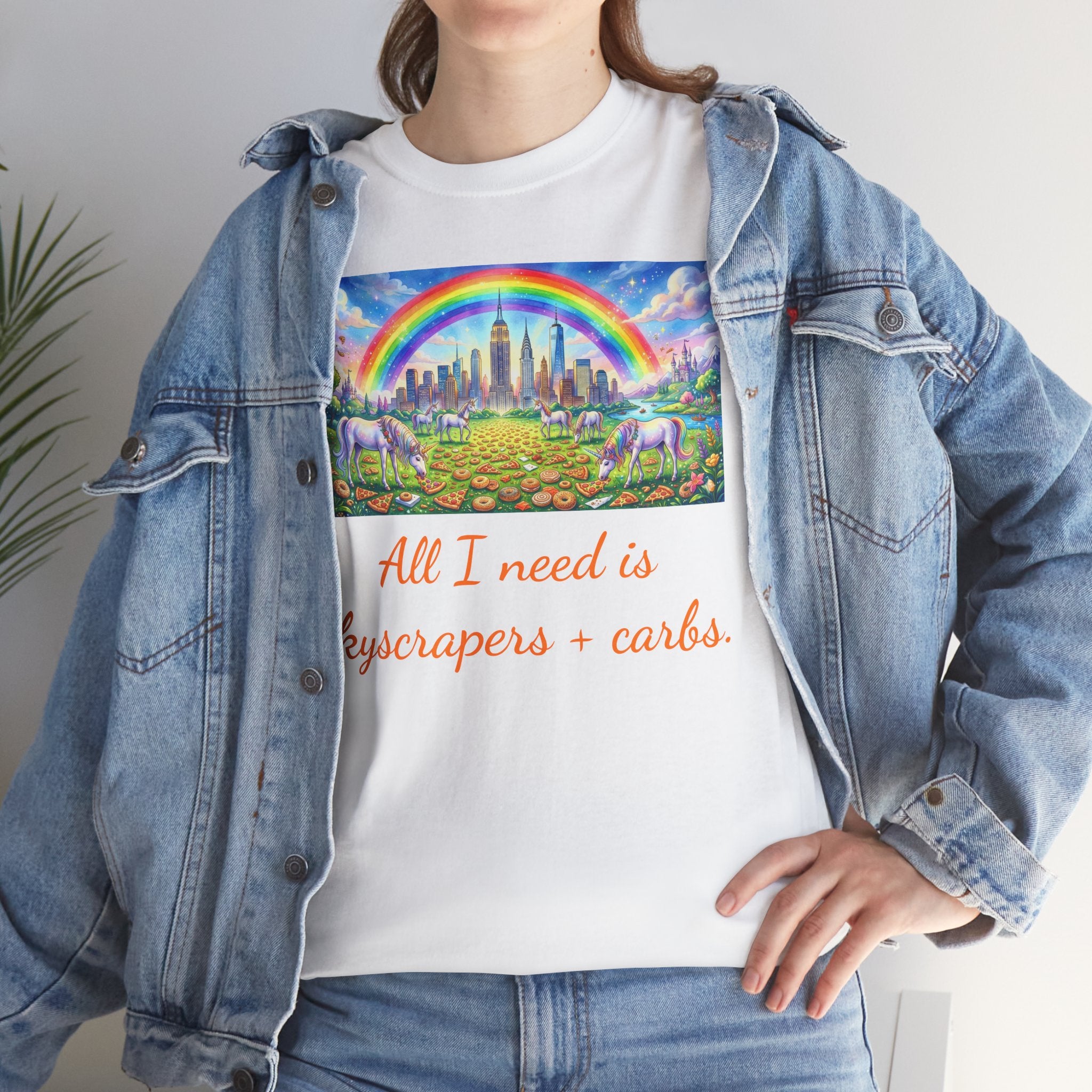 NYC Skyscrapers and Carbs T-Shirt | New York Is a Fairy Tale City Tee