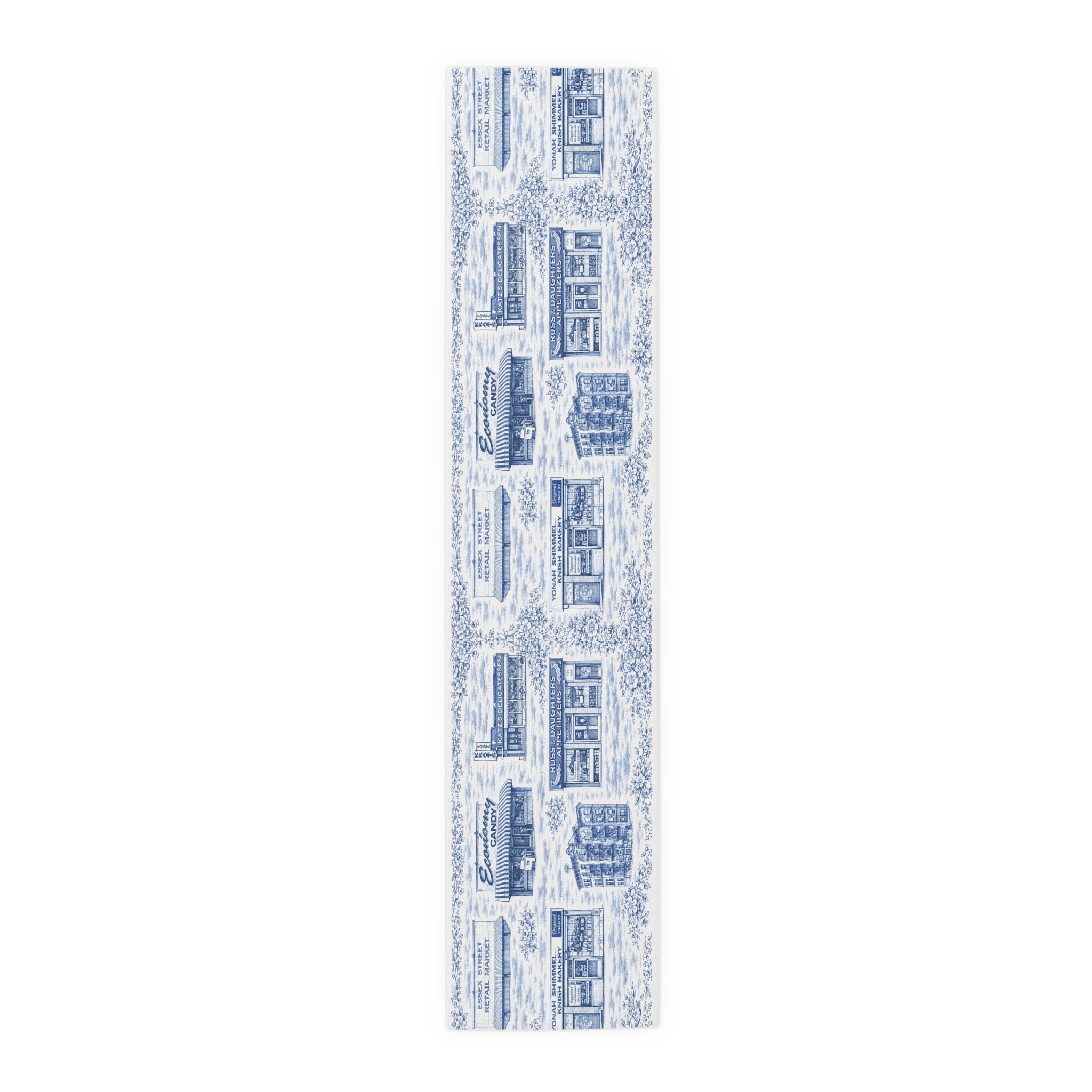 Blue Toile de Jouy Lower East Side Table Runner —  NYC Chinoiserie Dining Table Decor