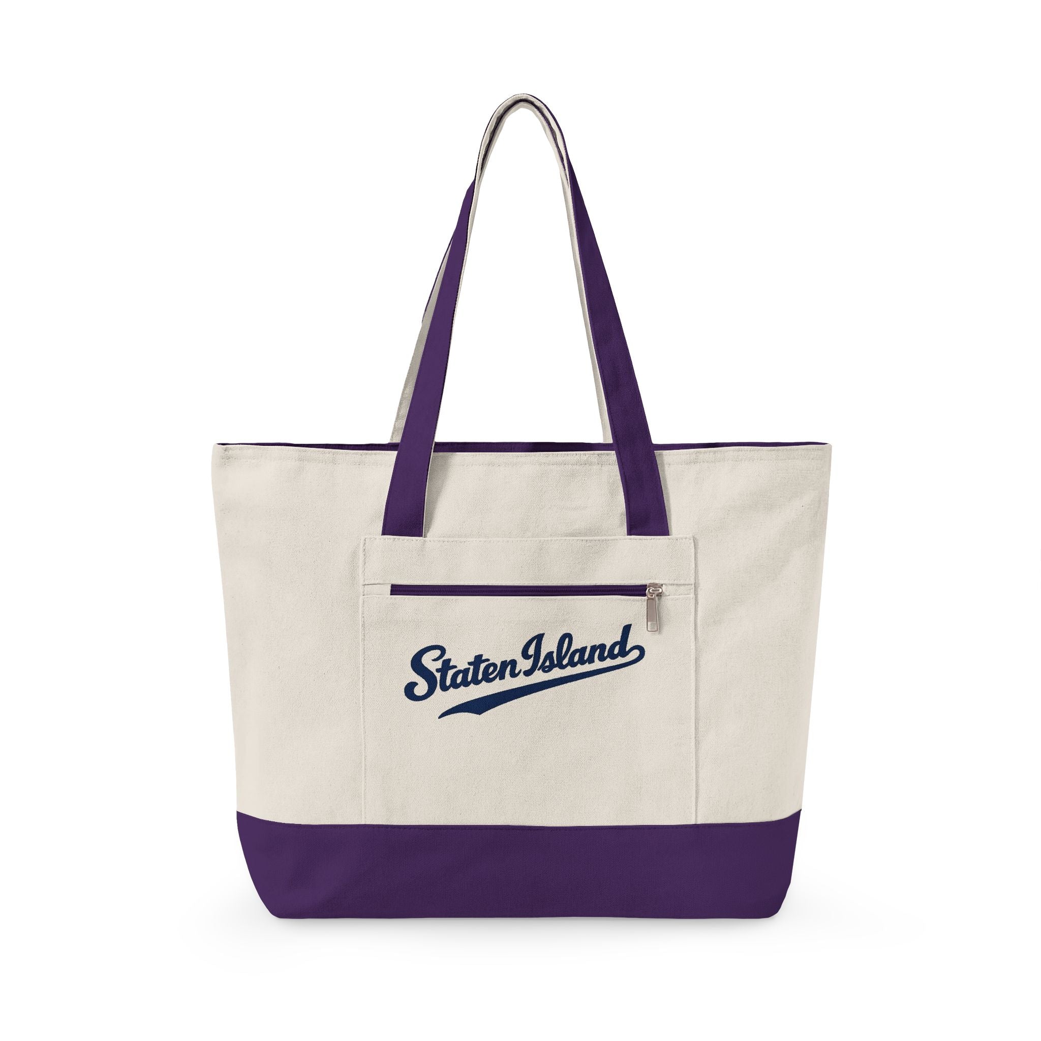 Staten Island Canvas Tote — Zippered Market Bag