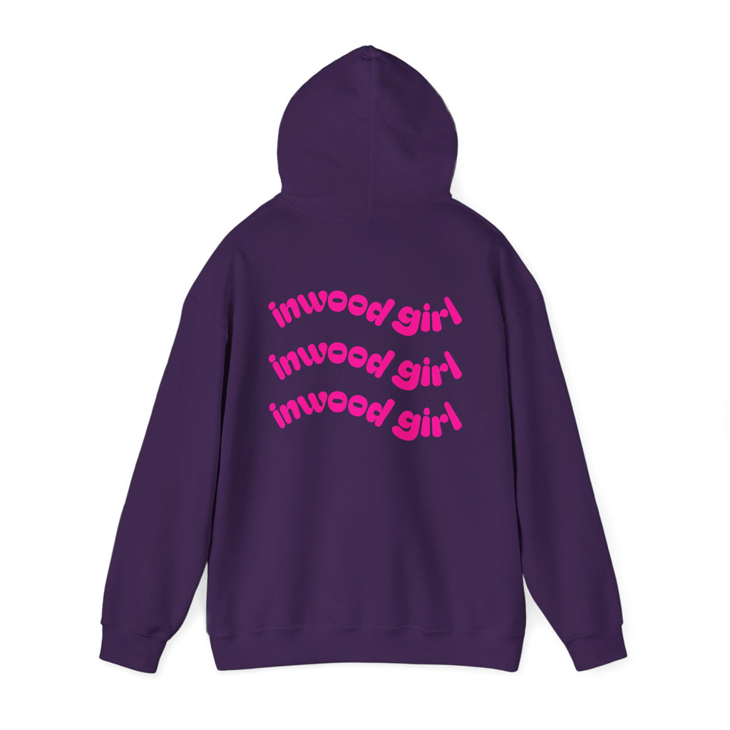 Inwood Girl Hoodie – Retro Pink Wave Back Print Hooded Sweatshirt