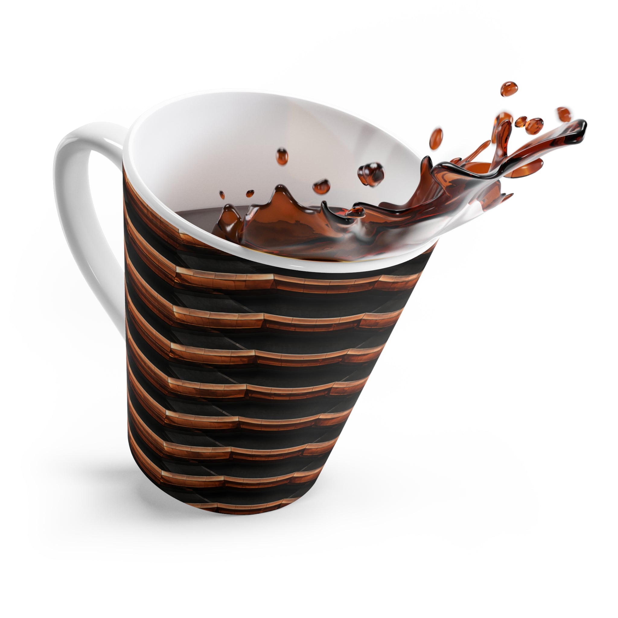 Tea Vessel — Modern Copper Chevron Pattern Ceramic Tea Cup