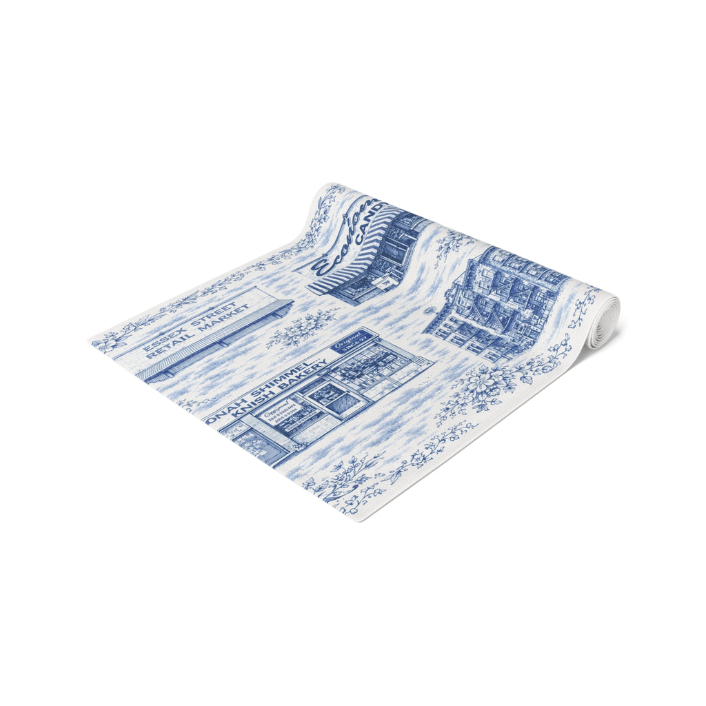 Blue Toile de Jouy Lower East Side Table Runner —  NYC Chinoiserie Dining Table Decor