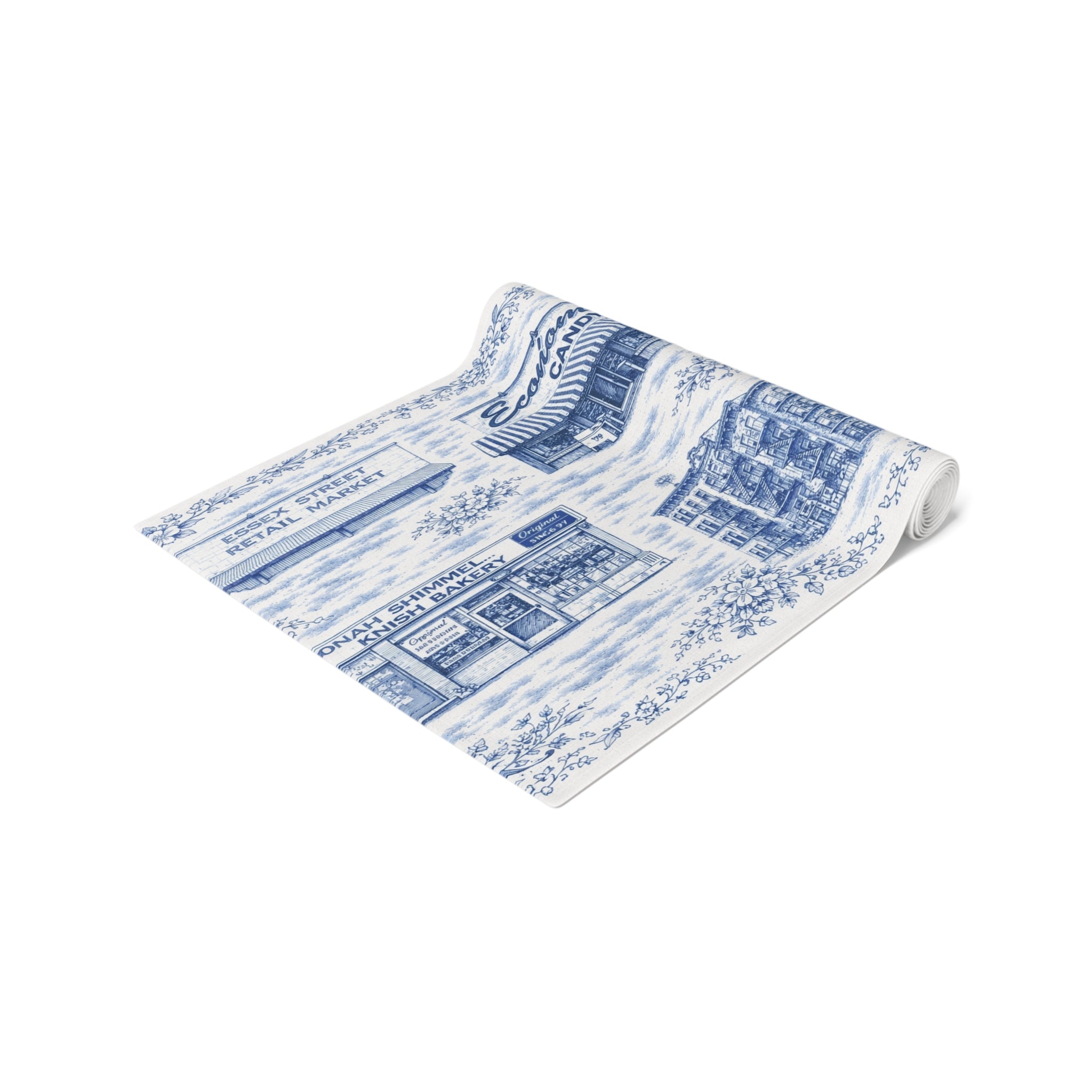 Blue Toile de Jouy Lower East Side Table Runner —  NYC Chinoiserie Dining Table Decor