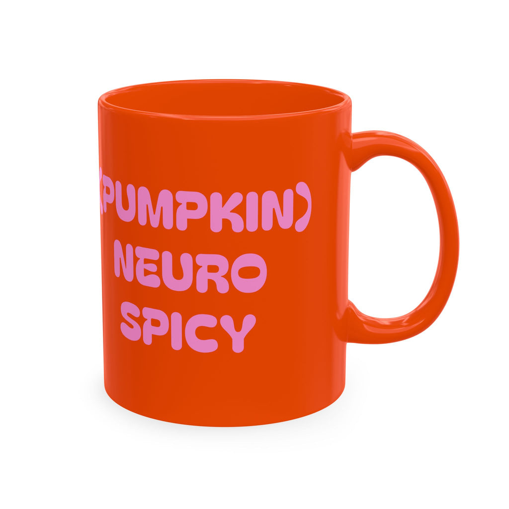 (Neuro) Pumpkin Spicy Ceramic Mug — Bright Orange Fall Coffee Cup