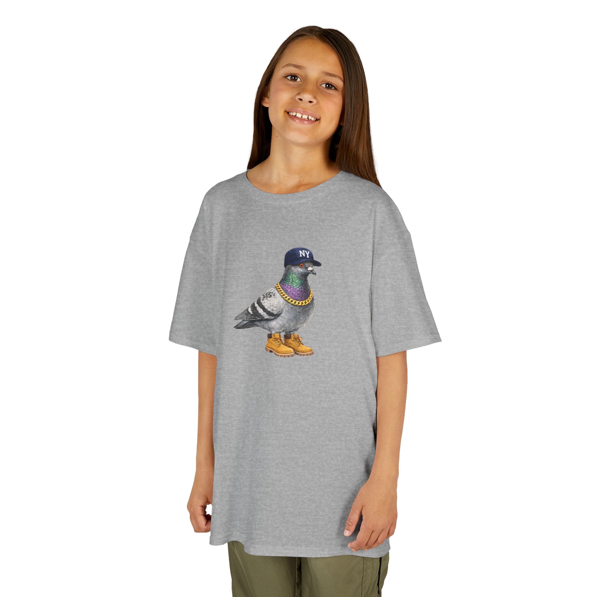 Camiseta infantil personalizable con paloma del Bronx de Nueva York — Camiseta con simpático pájaro aficionado al béisbol para niños