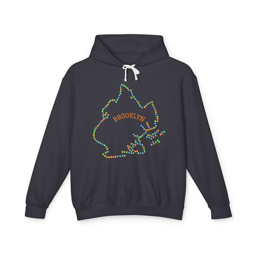 Sudadera con capucha del metro de Brooklyn | Sudadera con capucha con el contorno del distrito de Nueva York