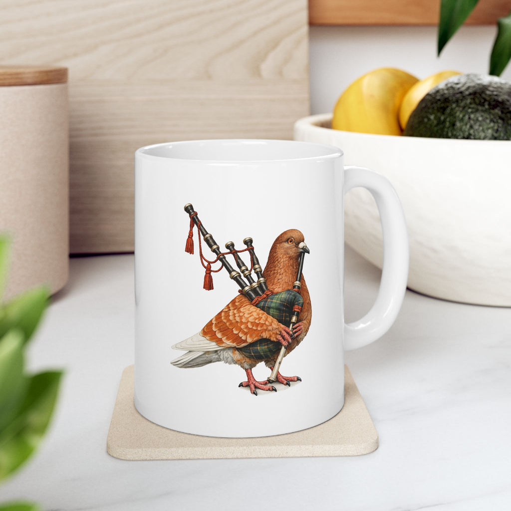 Customizable Woodlawn NYC Pigeon Mug | NYC Redhead Pigeon Irish Bagpipes Bird Lovers Ceramic Coffee Cup