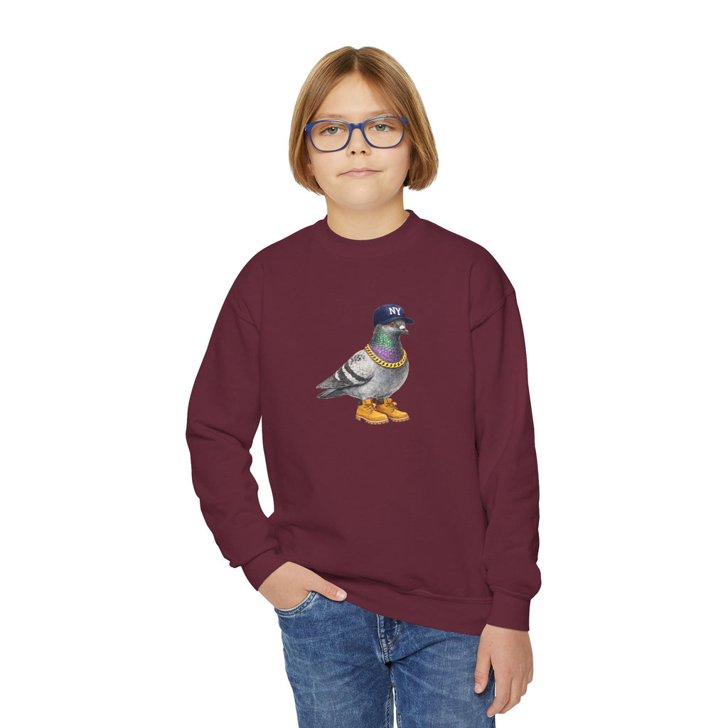 Bronx NYC Pigeon NYC Kids Crewneck Sweatshirt    New York Baseball Fan Bird Lover Childrens Sweater