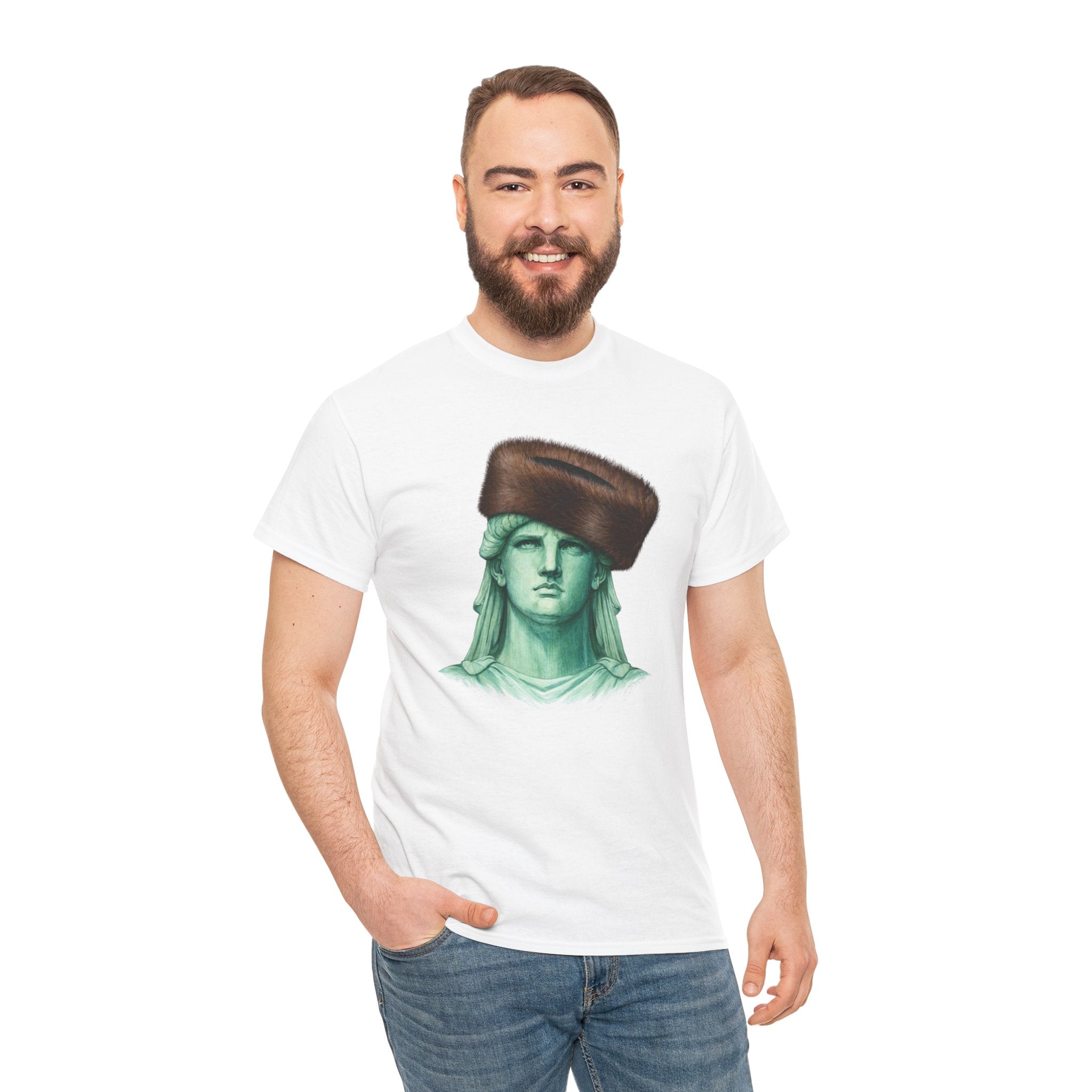 Statue of Liberty Crowned with Shtreimel T-Shirt | NYC Statue Tee