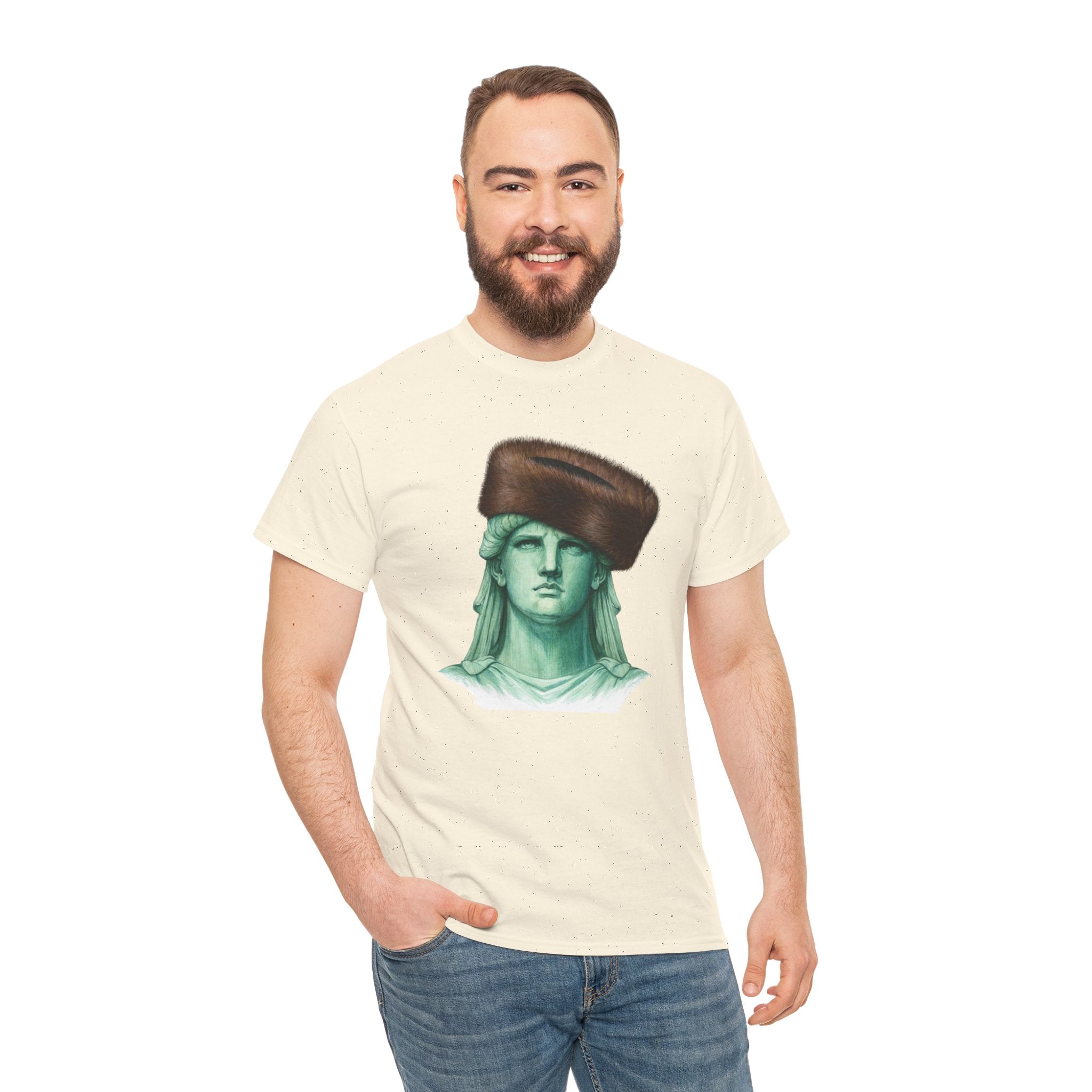 Statue of Liberty Crowned with Shtreimel T-Shirt | NYC Statue Tee