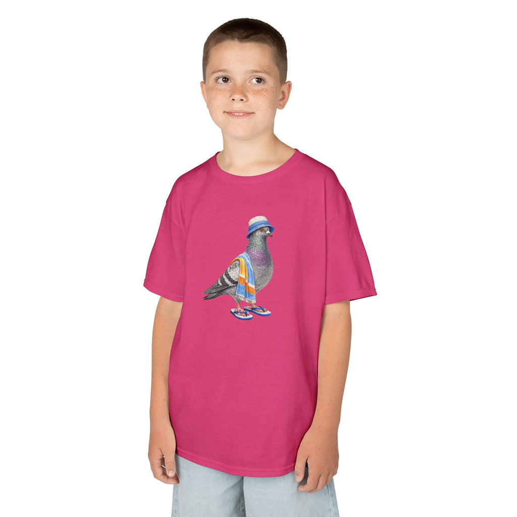 Customizable Coney Island NYC Pigeon Kid Tee —  Cute Bird Beach Bum T-Shirt for Children