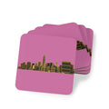 Posavasos del horizonte de Midtown Manhattan | Juego de 4 posavasos con parte trasera de corcho con el horizonte Art Déco de Nueva York