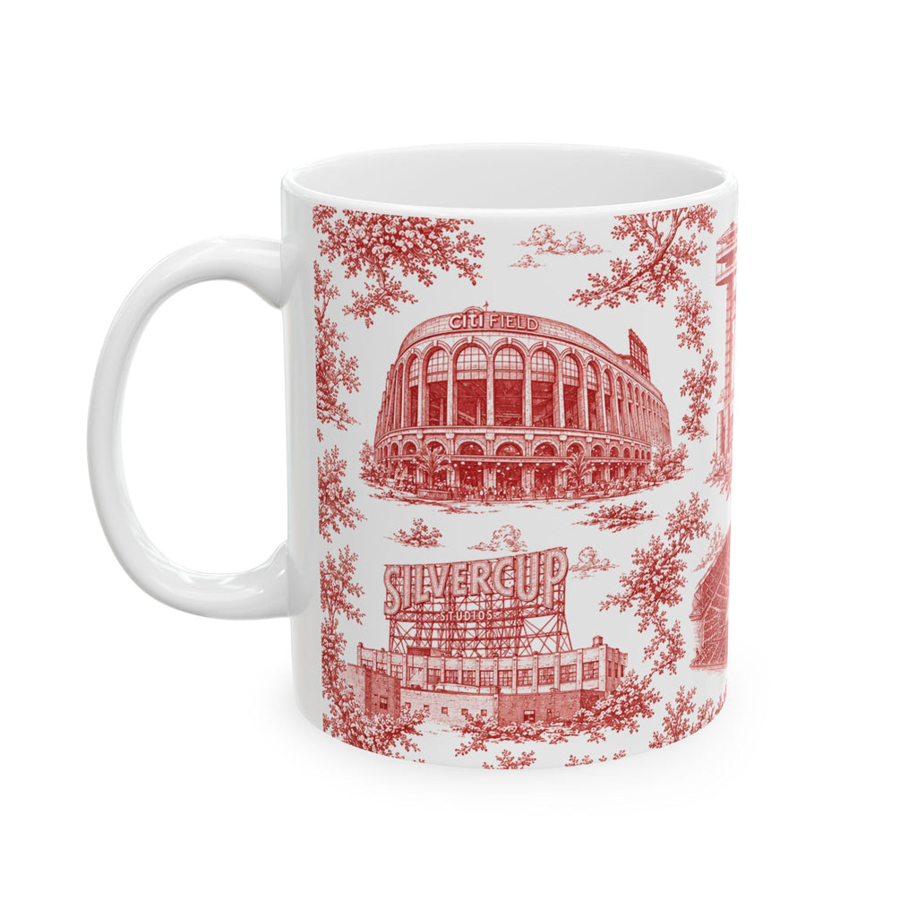 Queens Red Toile de Jouy Mug | Chinoiserie Ceramic Coffee Cup