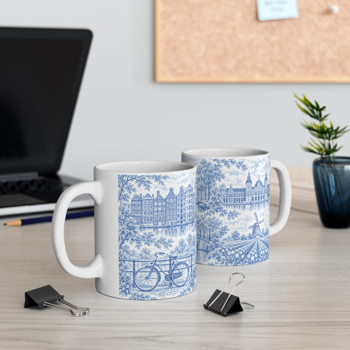 Amsterdam Blue Toile de Jouy Ceramic Mug — (11oz; Ships from Europe)