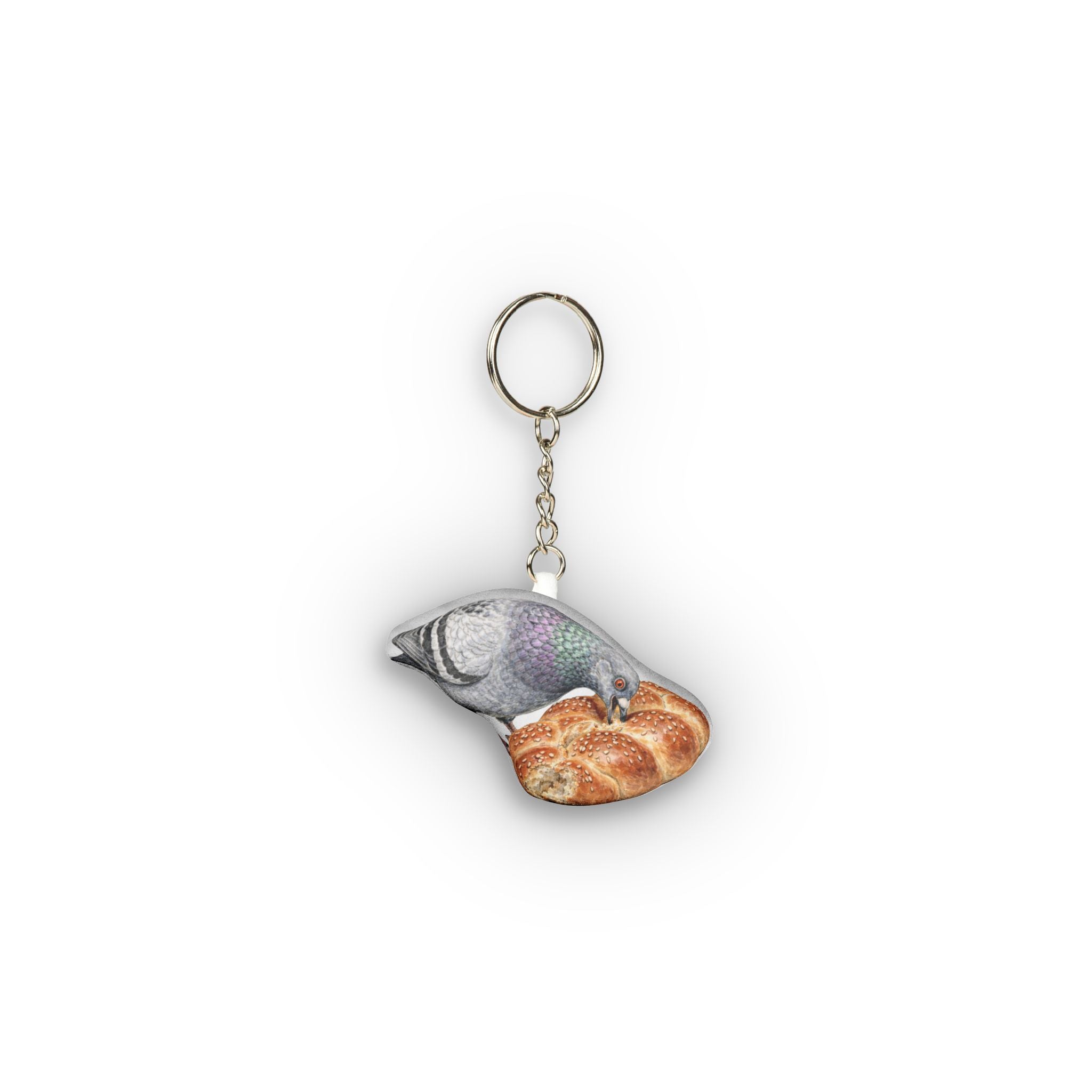 Borough Park NYC Pigeon Mini Plush Keychain |  Brooklyn Kosher Challah Lovers Plushie Bag Charm