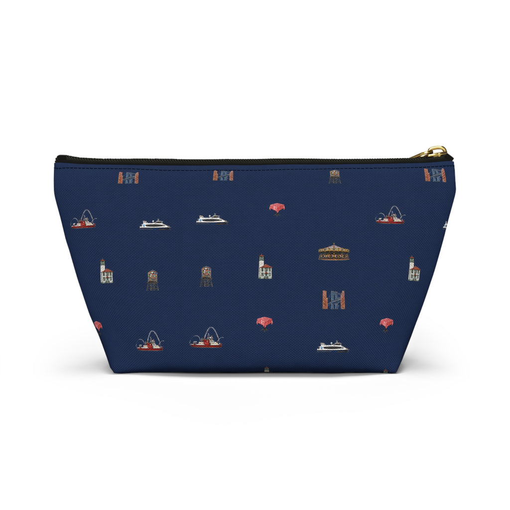 Icons of DUMBO Navy Blue Accessory Pouch — T-Bottom Makeup Bag