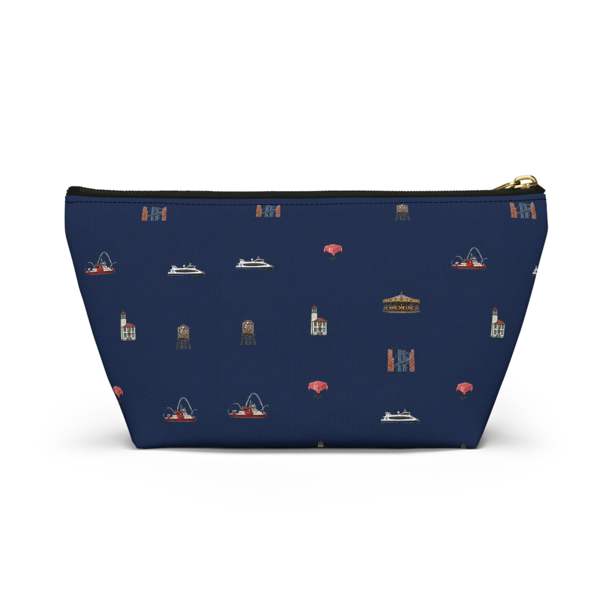 Icons of DUMBO Navy Blue Accessory Pouch — T-Bottom Makeup Bag