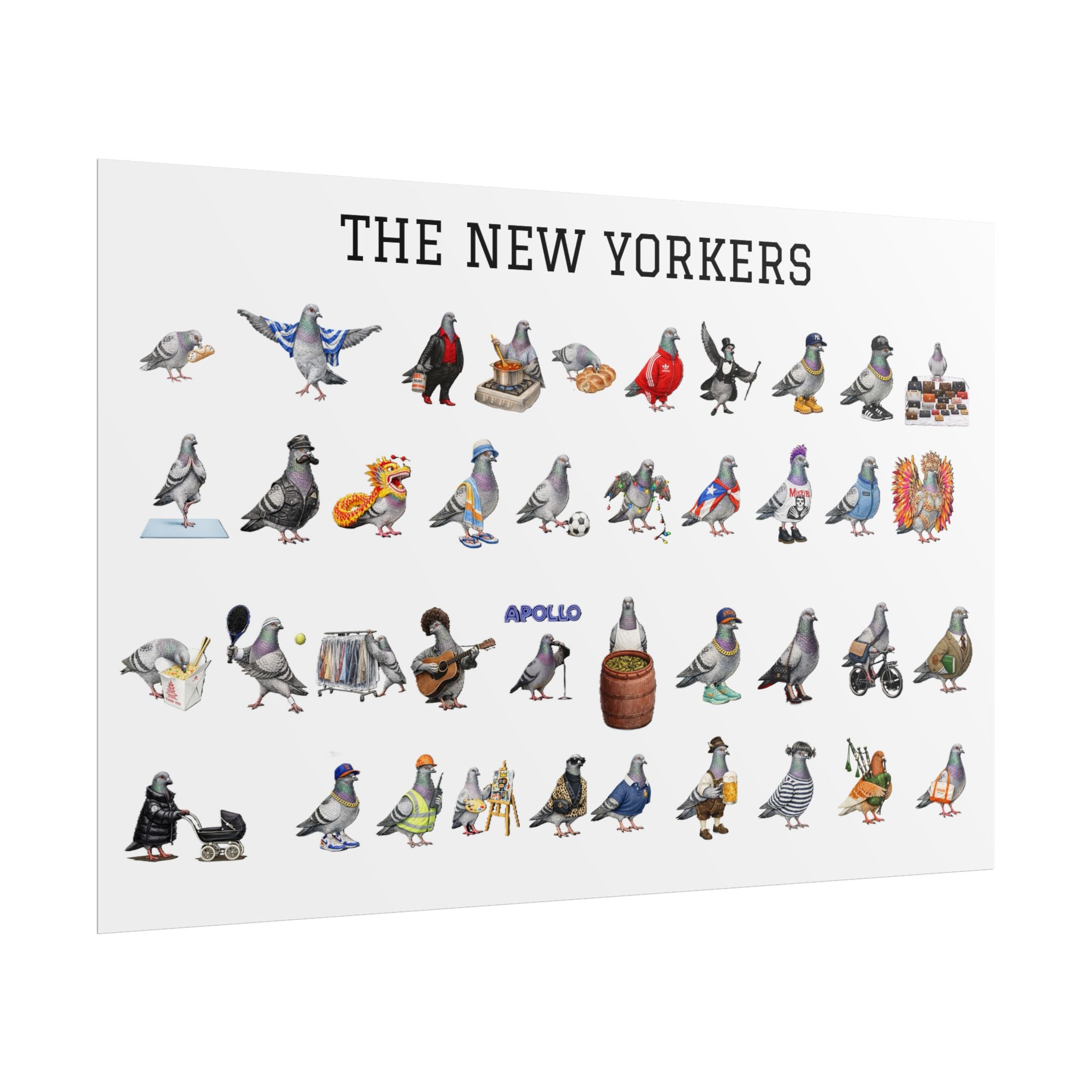 The New Yorkers Neighborhood Pigeons Rolled Poster | NYC Pigeon Gift for Bird Lovers