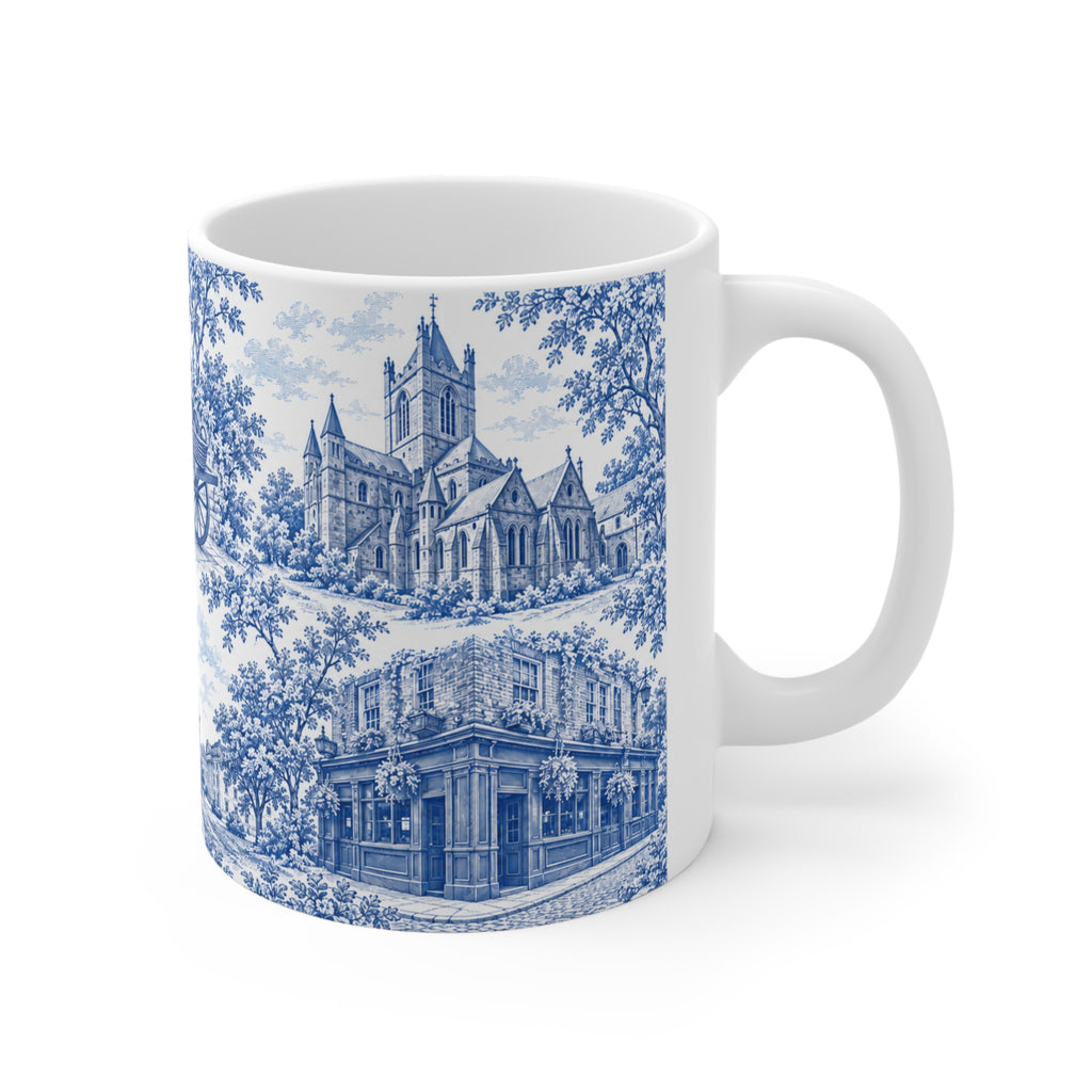 Dublin Blue Toile de Jouy Ceramic Mug — Coffee Cup (11oz; Ships from Europe)