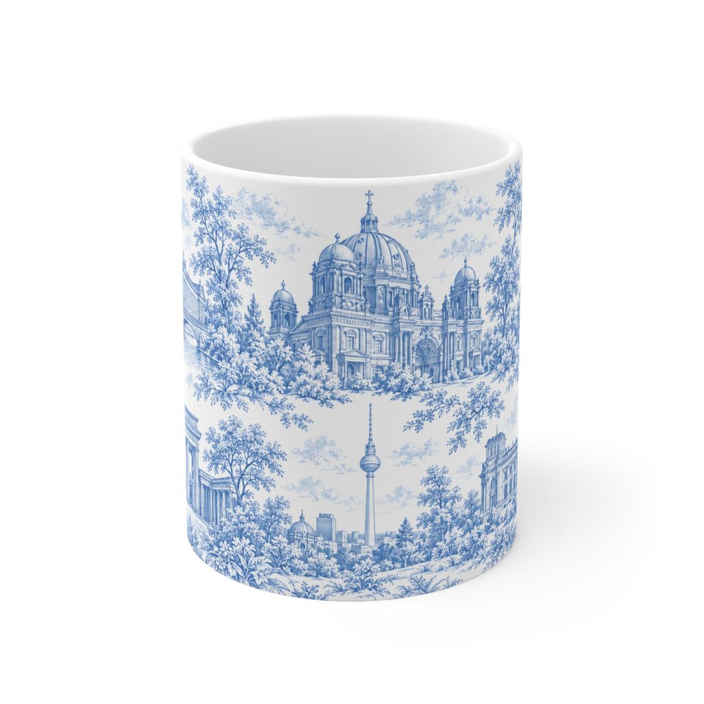 Berlin Blue Toile de Jouy Mug — Ceramic Coffee Cup (11oz; Ships from Europe)